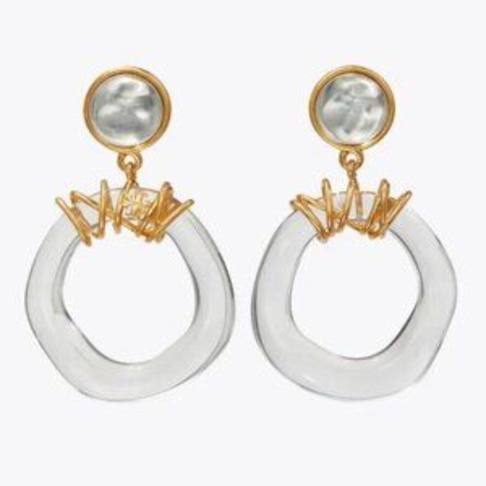 Tory Burch Roxanne Wrapped Door-Knocker Statement Hoop Earrings - Picture 4 of 5